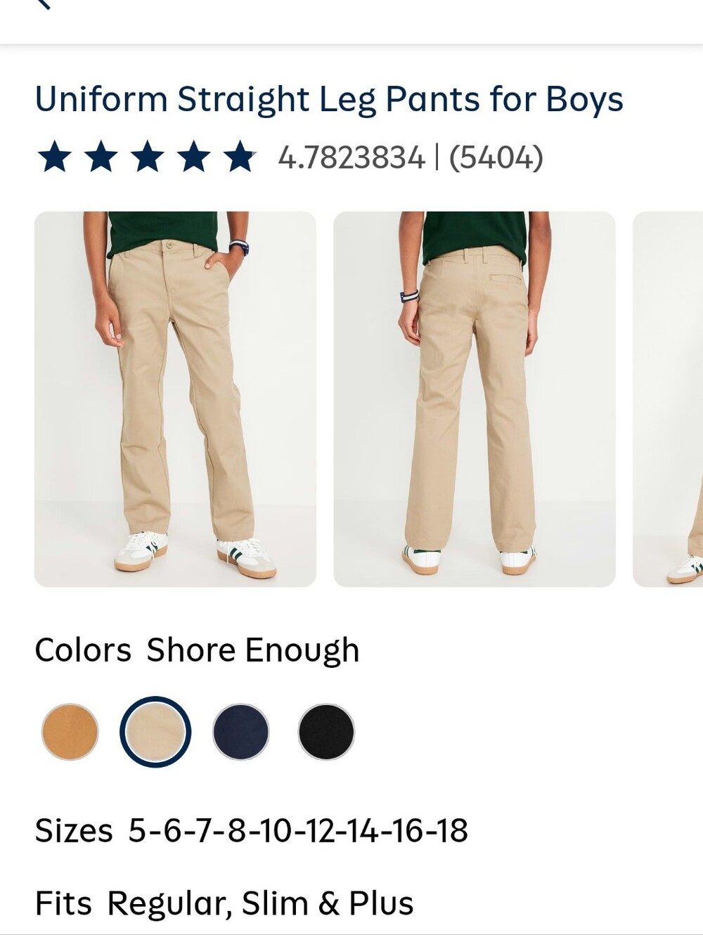 Boys' Uniform Straight Leg Pants - Shore Enough Beige
